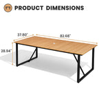 Outdoor Patio Aluminum Dining Table Rectangle with Umbrella Hole