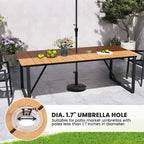 Outdoor Patio Aluminum Dining Table Rectangle with Umbrella Hole