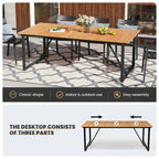 Outdoor Patio Aluminum Dining Table Rectangle with Umbrella Hole