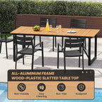Outdoor Patio Aluminum Dining Table Rectangle with Umbrella Hole