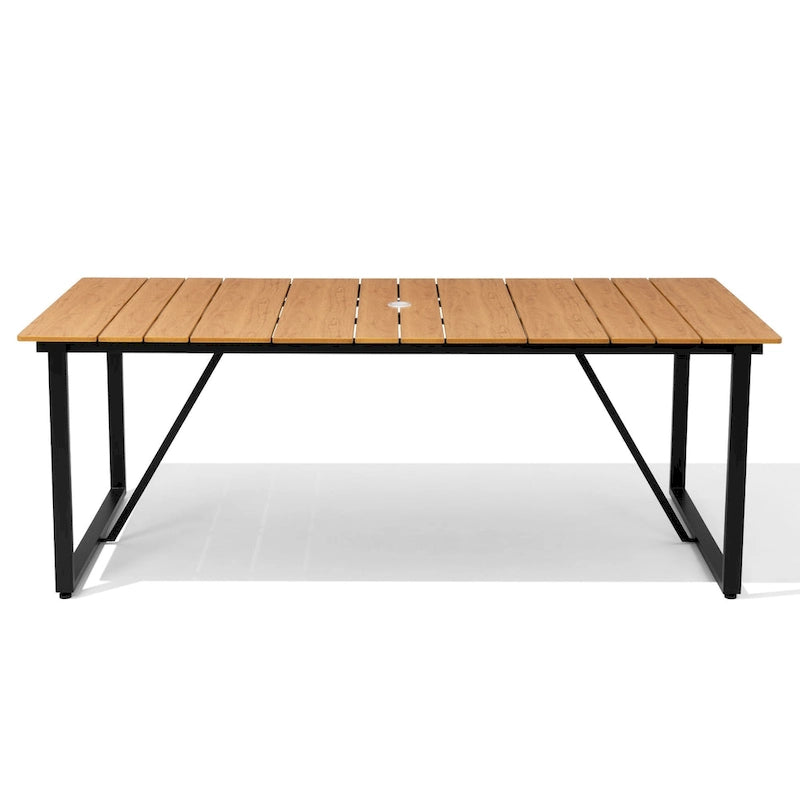 Outdoor Patio Aluminum Dining Table Rectangle with Umbrella Hole
