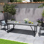 Outdoor Patio Aluminum Dining Table Rectangle with Umbrella Hole