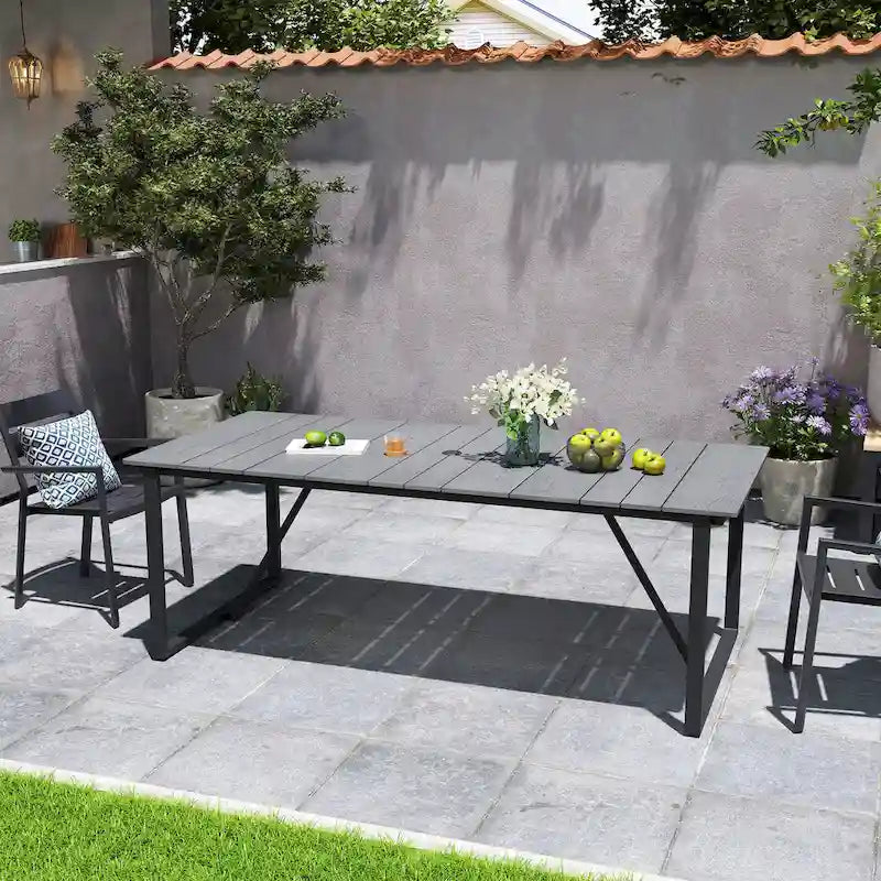 Outdoor Patio Aluminum Dining Table Rectangle with Umbrella Hole