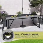 Outdoor Patio Aluminum Dining Table Rectangle with Umbrella Hole