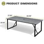 Outdoor Patio Aluminum Dining Table Rectangle with Umbrella Hole