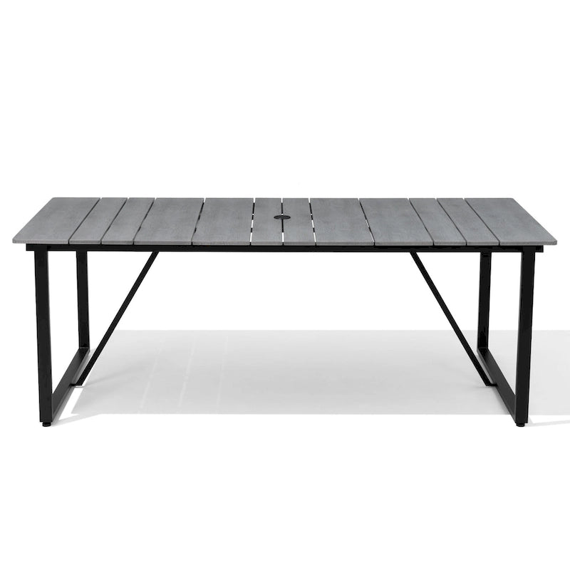 Outdoor Patio Aluminum Dining Table Rectangle with Umbrella Hole