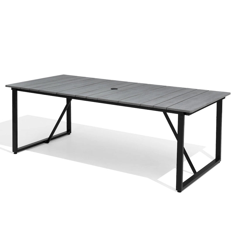 Outdoor Patio Aluminum Dining Table Rectangle with Umbrella Hole