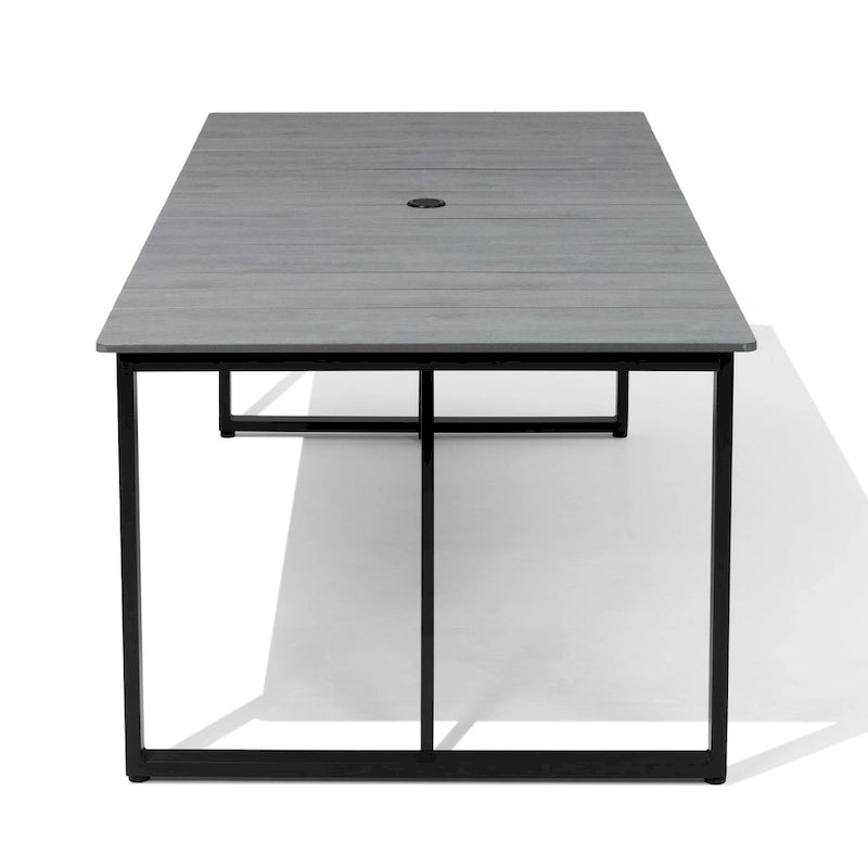 Outdoor Patio Aluminum Dining Table Rectangle with Umbrella Hole