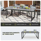 Outdoor Patio Aluminum Dining Table Rectangle with Umbrella Hole