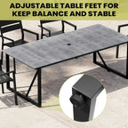 Outdoor Patio Aluminum Dining Table Rectangle with Umbrella Hole