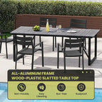 Outdoor Patio Aluminum Dining Table Rectangle with Umbrella Hole