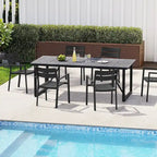Outdoor Patio Aluminum Dining Table Rectangle with Umbrella Hole