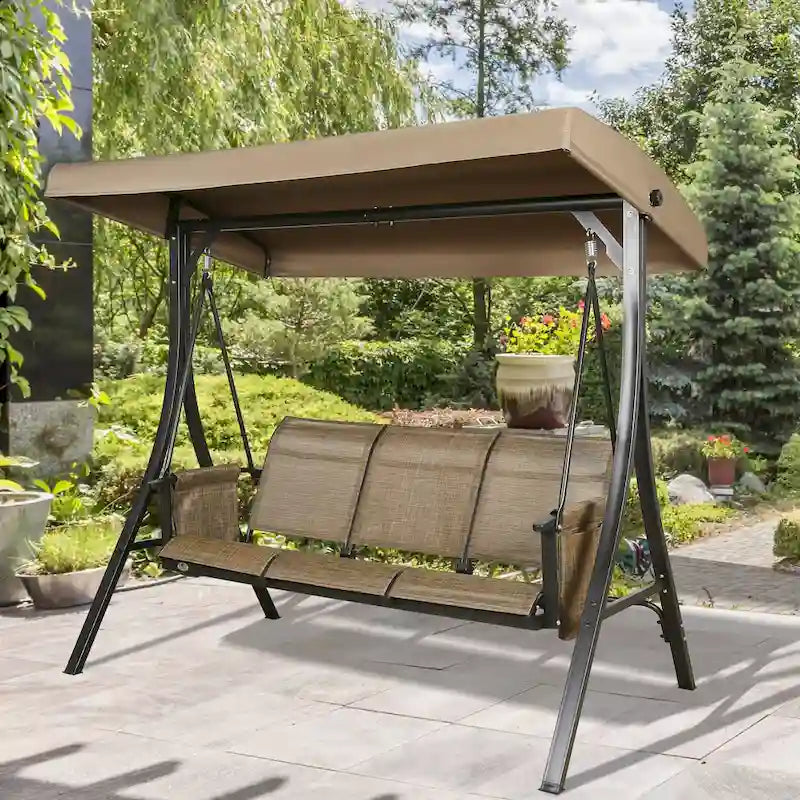 3-Seater Outdoor Porch Patio Hammock Swing Glider Bench