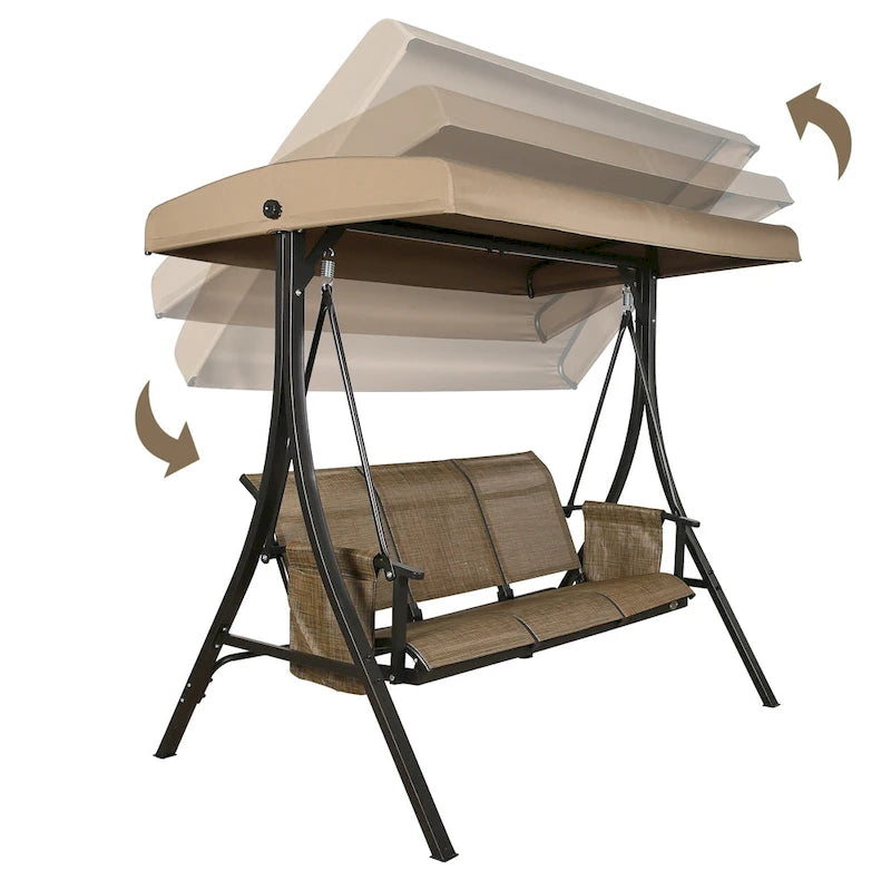 3-Seater Outdoor Porch Patio Hammock Swing Glider Bench