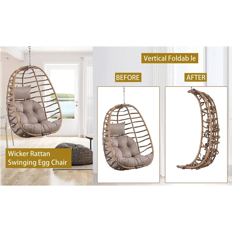 Indoor & Outdoor Foldable Hanging Egg Chair Without Stand