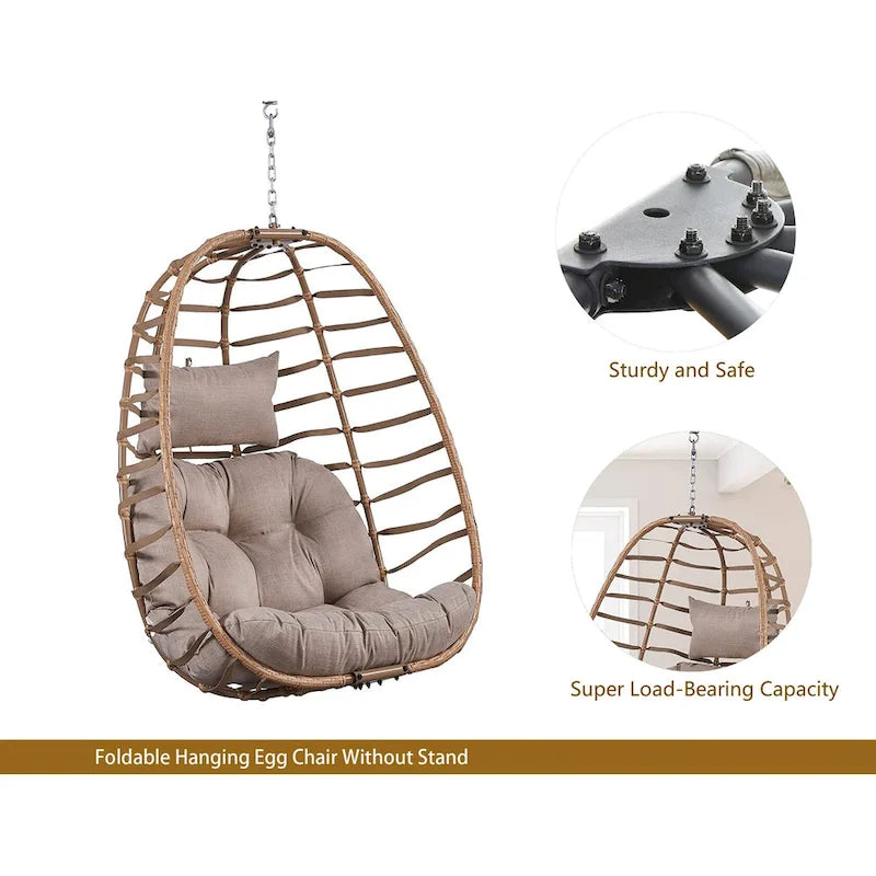 Indoor & Outdoor Foldable Hanging Egg Chair Without Stand