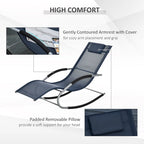 Outsunny Zero Gravity Chaise Rocker Patio Lounge Chairs with Recliner w/ Detachable Pillow & Weather-Fighting Fabric, Black