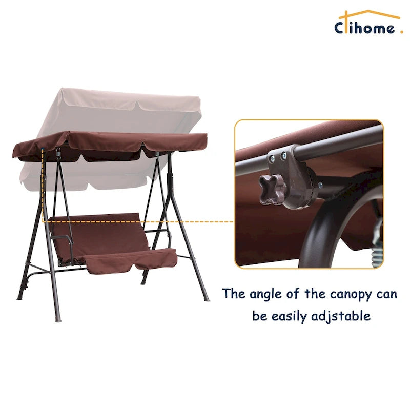 Clihome 2 Person Outdoor Porch Swing with Removable Cushions