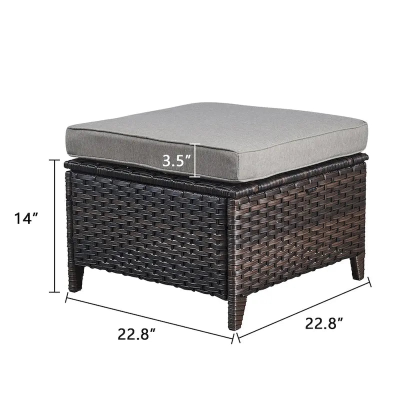 Gymojoy 2 Piece Outdoor Ottoman Wicker Patio Ottomans