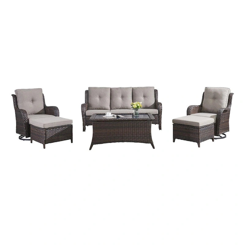 Gymojoy 2 Piece Outdoor Ottoman Wicker Patio Ottomans