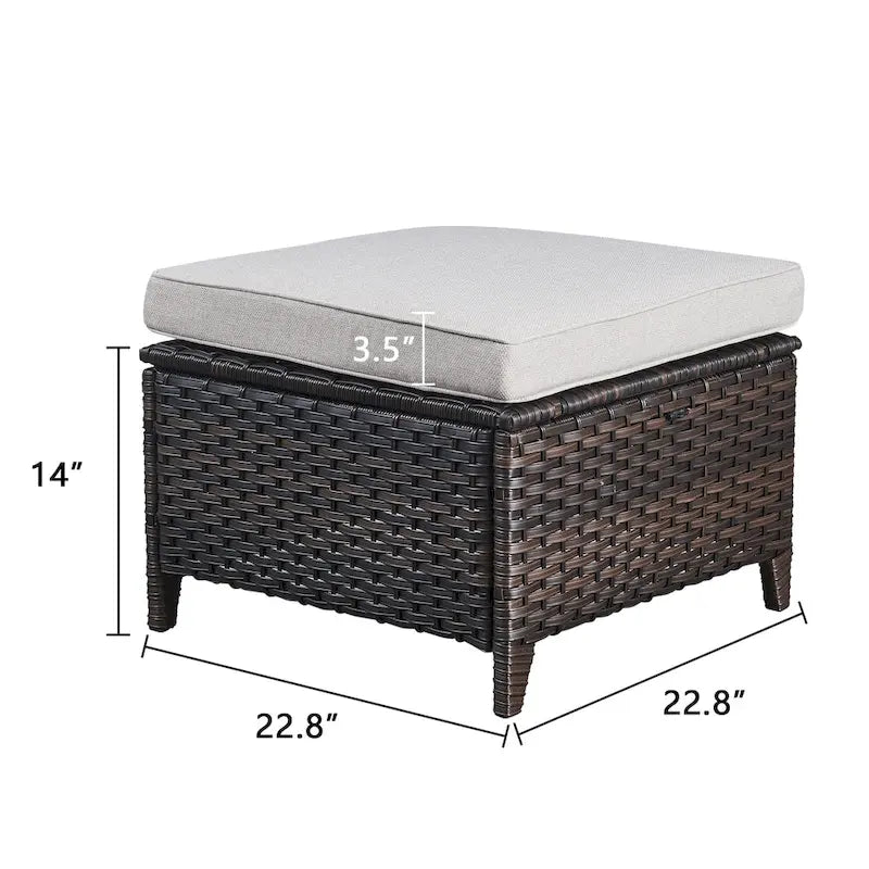 Gymojoy 2 Piece Outdoor Ottoman Wicker Patio Ottomans