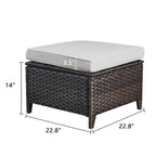 Gymojoy 2 Piece Outdoor Ottoman Wicker Patio Ottomans