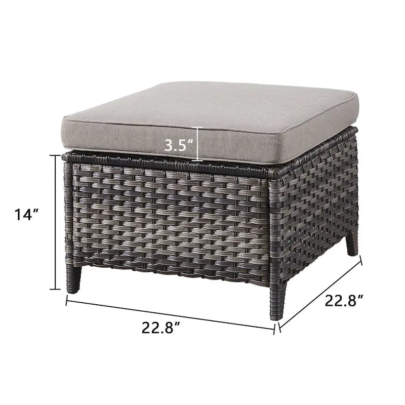 Gymojoy 2 Piece Outdoor Ottoman Wicker Patio Ottomans