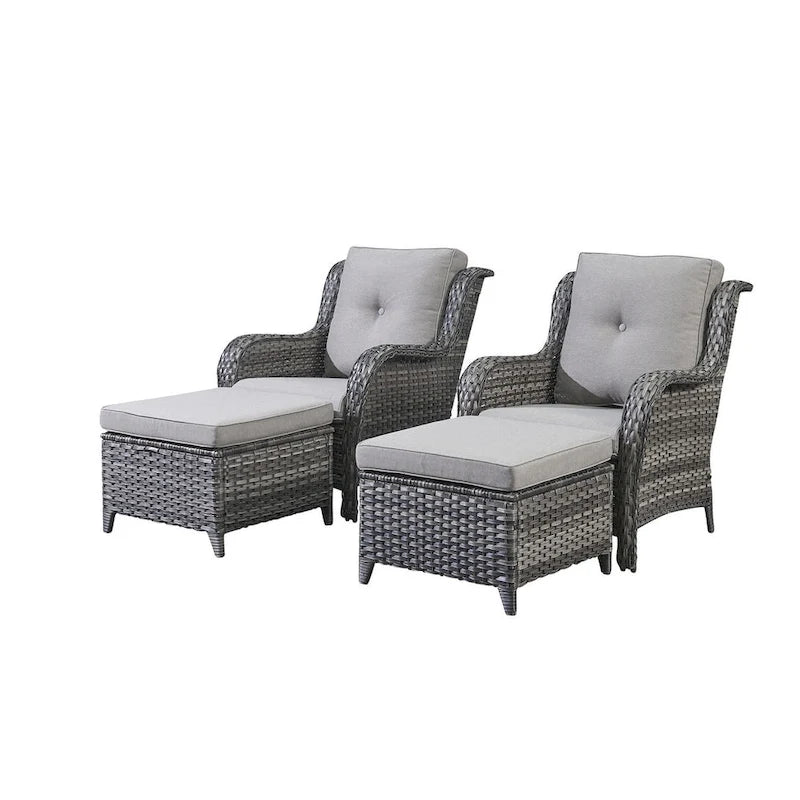 Gymojoy 2 Piece Outdoor Ottoman Wicker Patio Ottomans