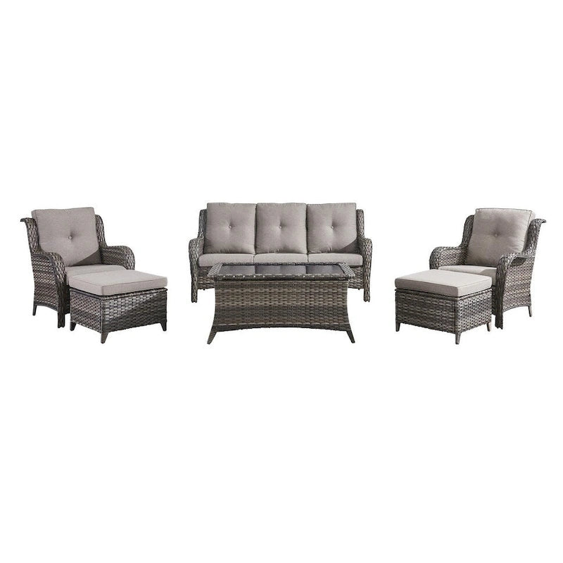Gymojoy 2 Piece Outdoor Ottoman Wicker Patio Ottomans