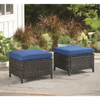 Gymojoy 2 Piece Outdoor Ottoman Wicker Patio Ottomans