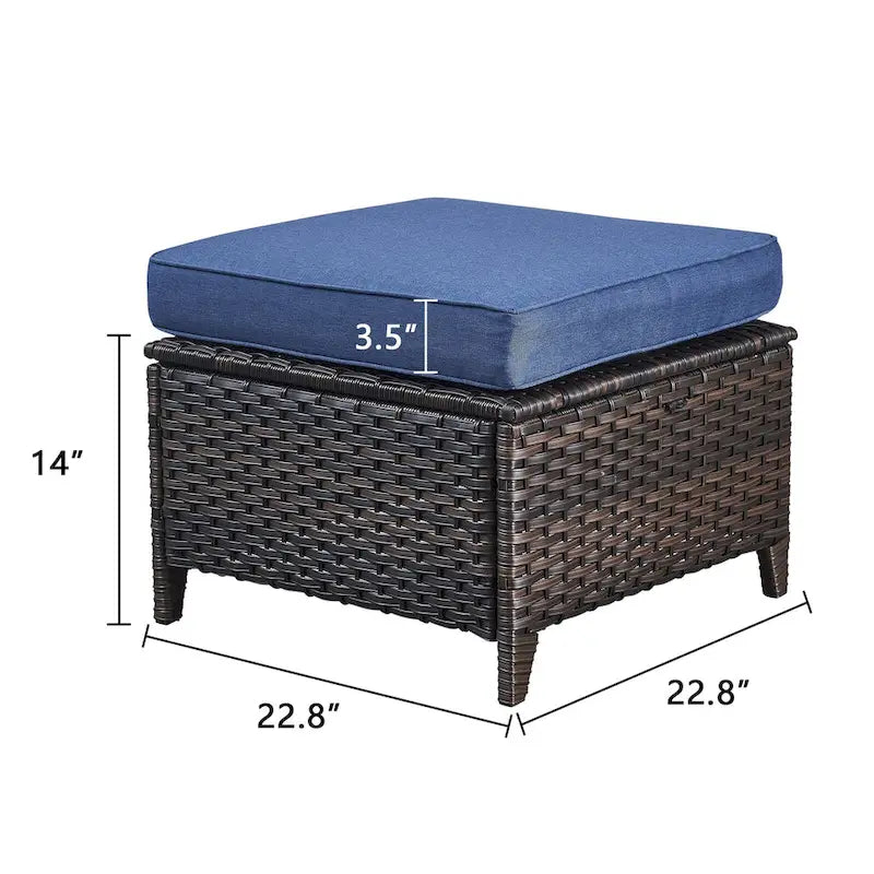 Gymojoy 2 Piece Outdoor Ottoman Wicker Patio Ottomans