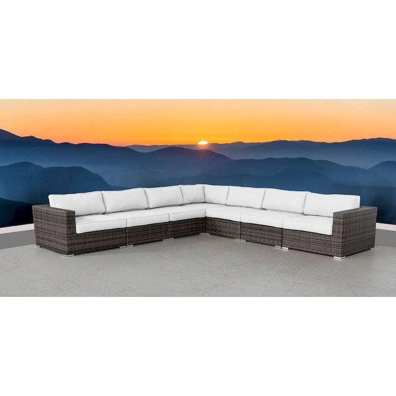 LSI 7 Piece Rattan Sectional Seating Group with Cushions
