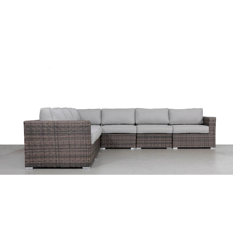 LSI 7 Piece Rattan Sectional Seating Group with Cushions