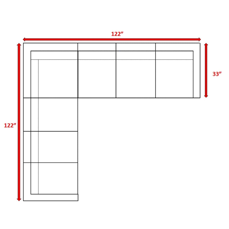 LSI 7 Piece Rattan Sectional Seating Group with Cushions