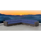 LSI 7 Piece Rattan Sectional Seating Group with Cushions