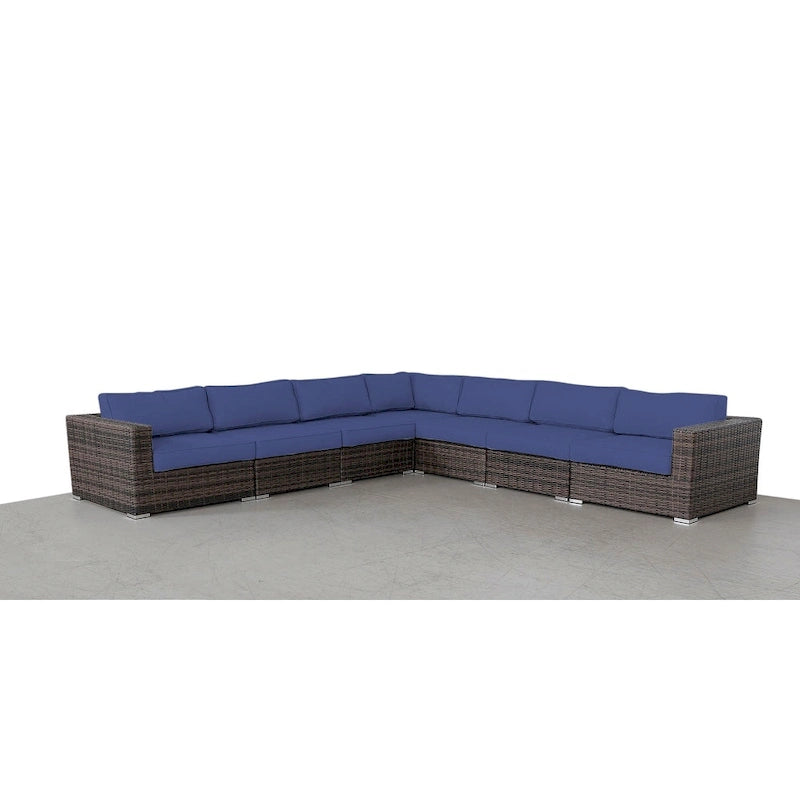 LSI 7 Piece Rattan Sectional Seating Group with Cushions