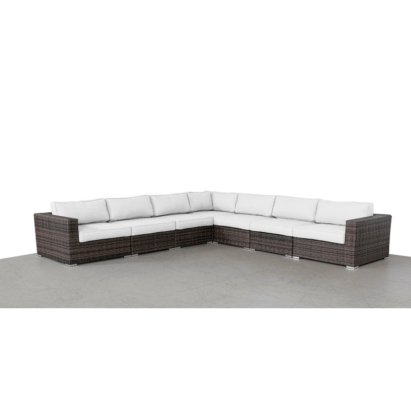LSI 7 Piece Rattan Sectional Seating Group with Cushions