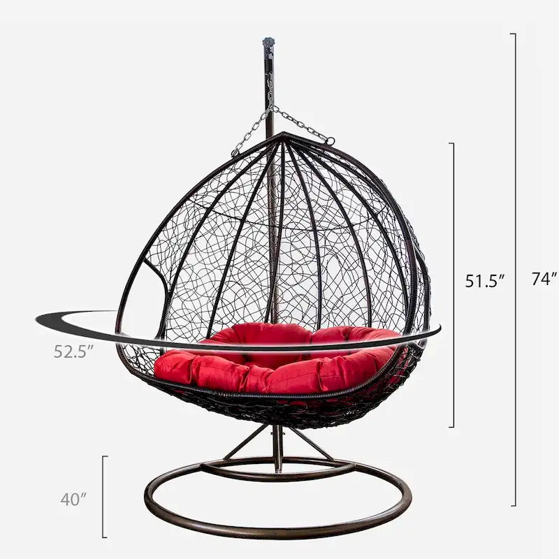Modern Outdoor 2 Person Wicker Double Hanging Egg Swing Chair