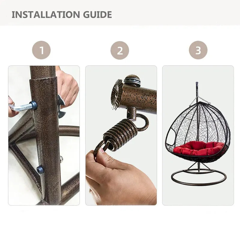 Modern Outdoor 2 Person Wicker Double Hanging Egg Swing Chair