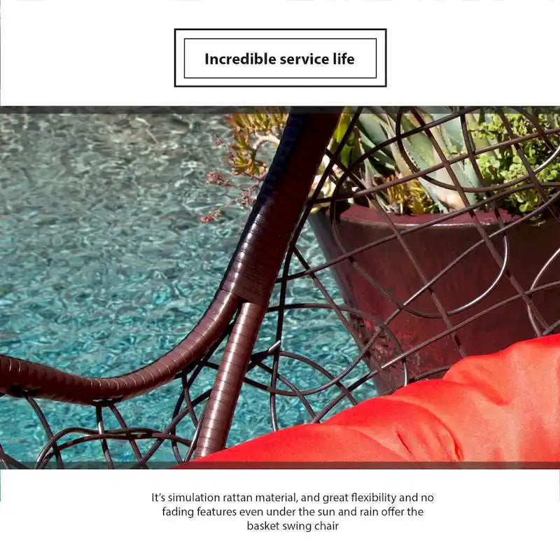 Modern Outdoor 2 Person Wicker Double Hanging Egg Swing Chair
