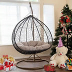 Modern Outdoor 2 Person Wicker Double Hanging Egg Swing Chair