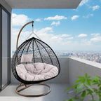 Modern Outdoor 2 Person Wicker Double Hanging Egg Swing Chair