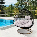 Modern Outdoor 2 Person Wicker Double Hanging Egg Swing Chair