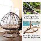 Modern Outdoor 2 Person Wicker Double Hanging Egg Swing Chair