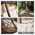 Modern Outdoor 2 Person Wicker Double Hanging Egg Swing Chair