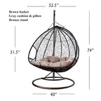Modern Outdoor 2 Person Wicker Double Hanging Egg Swing Chair