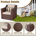 5-piece Outdoor Patio Wicker Lounge Chair and Ottoman Conversation Set