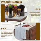 5-piece Outdoor Patio Wicker Lounge Chair and Ottoman Conversation Set