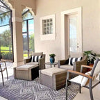 5-piece Outdoor Patio Wicker Lounge Chair and Ottoman Conversation Set