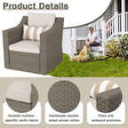 5-piece Outdoor Patio Wicker Lounge Chair and Ottoman Conversation Set